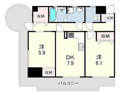 芦屋ニューコーポ1番館【5階】の間取り