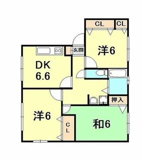 リビング川西【1階】の間取り