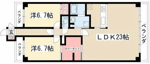 ビラ三秀山中【5階】の間取り