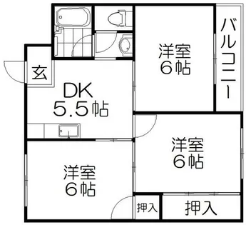 太秦グリーンハイツ【3階】の間取り