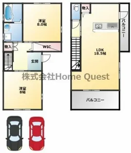 大阪府柏原市大字高井田【一戸建】の間取り