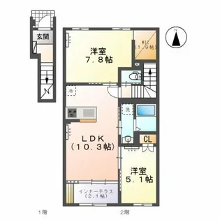 北方町中島字東郷新築AP【2階】の間取り