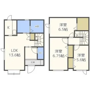北海道札幌市東区東雁来十三条2丁目【テラスハウス】の間取り