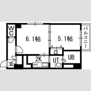 グランカーサ南11条【6階】の間取り