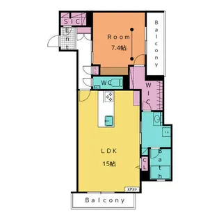 HIGH LINE PARK(ハイラインパーク)B棟【402号室】の間取り