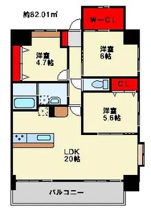 ビッグファミリー葛原Ⅱ【7階】の間取り