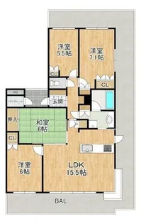 グランブルー野洲【10階】の間取り