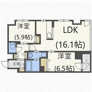 レジディア南1条【15階】の間取り