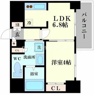 エスライズ難波Ⅲ【9階】の間取り