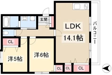 ジーライズ西味鋺 B【202号室】の間取り