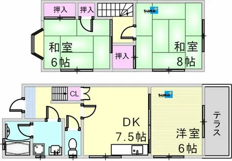 兵庫県明石市小久保4丁目【テラスハウス】の間取り
