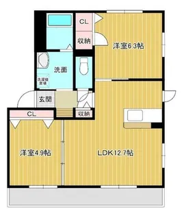 愛知県北名古屋市六ツ師女夫越【アパート】の間取り