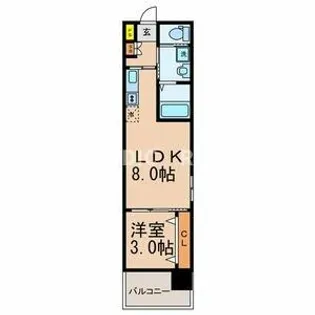 モダンパラッツォ唐人町【7階】の間取り