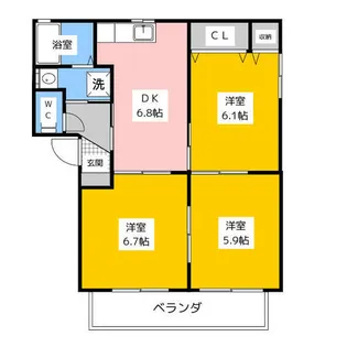 ファミーユ B棟【2階】の間取り