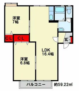 フレグランス常磐 B棟【202号室】の間取り