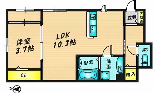 オレンジコート【102号室】の間取り