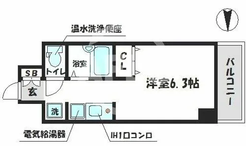 エルミタージュ難波南V【9階】の間取り