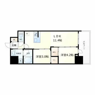 セレニテフラン梅田【10階】の間取り