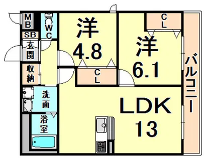 アンプルールフェール ボルドゥルー2【3階】の間取り