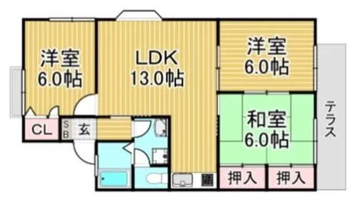 福岡県那珂川市中原6丁目【アパート】の間取り