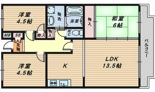 ドミール浜寺【1階】の間取り