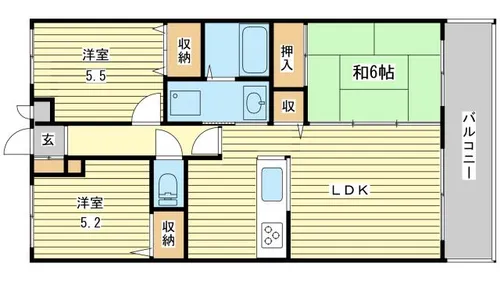 ロック雅【3-E号室】の間取り