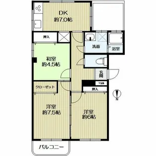 コーポ有栖川【1B号室】の間取り