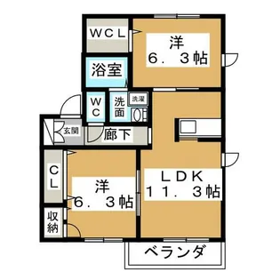 カーサ・ヴェルデ本陣【2階】の間取り