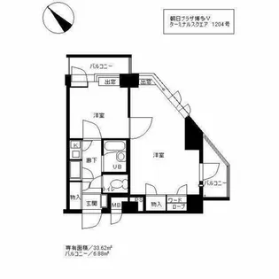 朝日プラザ博多Ⅴターミナルスクエア【12階】の間取り