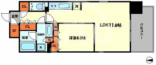 Vievle靭公園Q【6階】の間取り