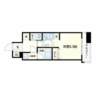 パークフラッツ弁天町駅前【13階】の間取り