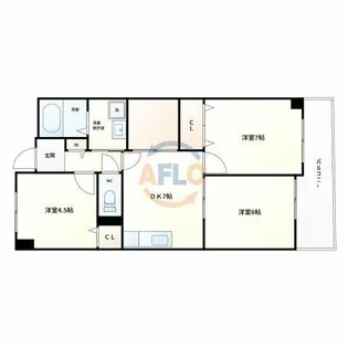 ハーヴィス・カエロン【4階】の間取り