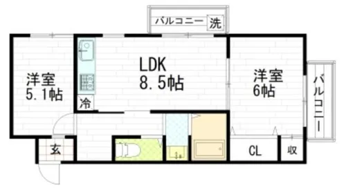 サンポートハイム舎利寺【3階】の間取り