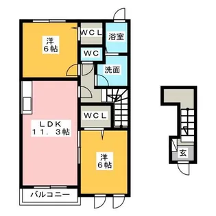 カーサ ラッフィナートⅠ【2階】の間取り