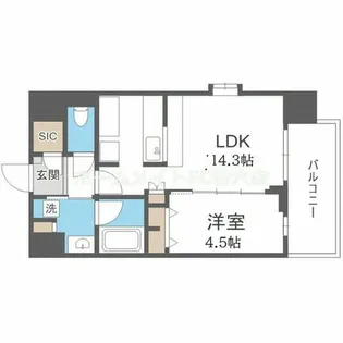 スプランディッド難波キャトル【6階】の間取り