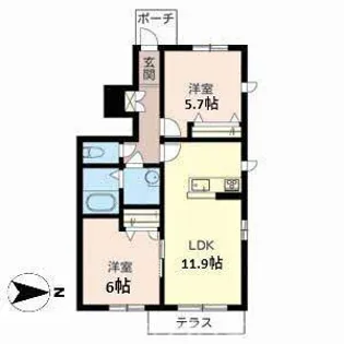 西脇市高田井町(フォレナ コート B)【1階】の間取り