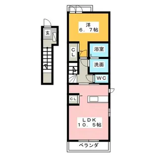 ティーズヴィラ八田【2階】の間取り