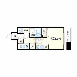 パークフラッツ弁天町駅前【606号室】の間取り