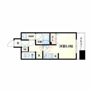 パークフラッツ弁天町駅前【606号室】の間取り