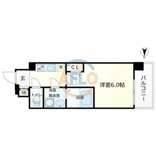 エスリードレジデンスグラン大阪福島ノース【3階】の間取り