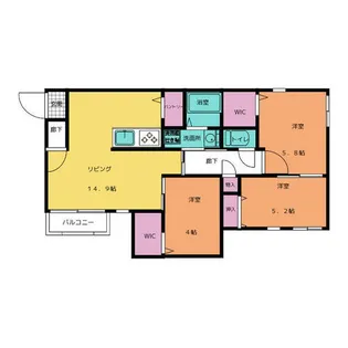 ヴェルフォーレ中花【301号室】の間取り