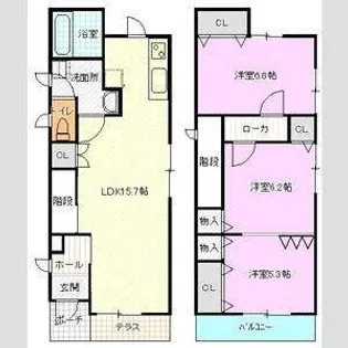愛知県名古屋市中川区小本本町3丁目【一戸建】の間取り