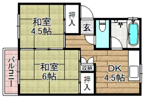 マンション水無瀬【4階】の間取り