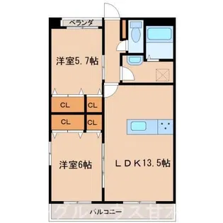 ベルクレスト【201号室】の間取り