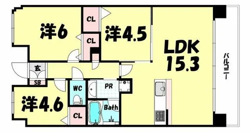 エヌヴィ六甲篠原【3階】の間取り