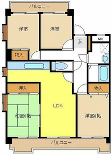 スカイヒルズ植田【5階】の間取り