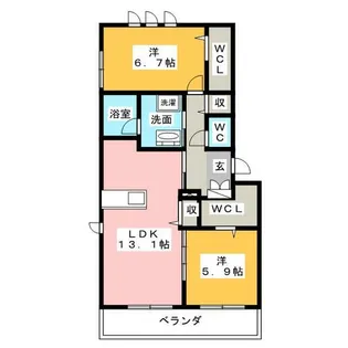 スリーリングス植田【1階】の間取り