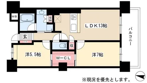 ロイヤルパークスERささしま【14階】の間取り