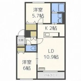 ヴェルシーナ南平岸【105号室】の間取り