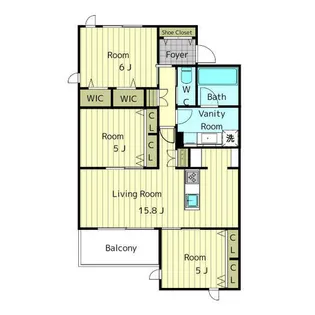 グランヴィラ社台【201号室】の間取り